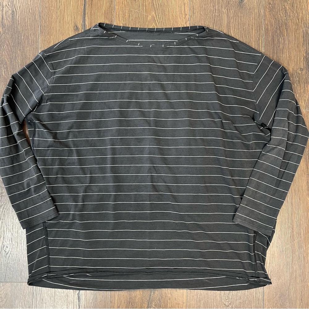 lululemon athletica Black Striped Long Sleeve Tee